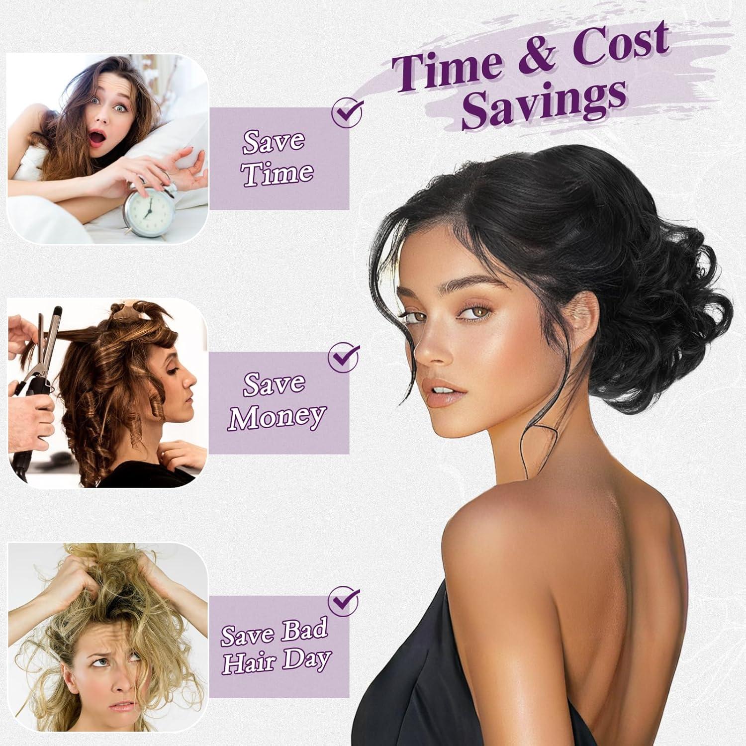 BARSDAR Ponytail Extension mit Kordelzug Schwarz Braun - 25cm - Synthetisch - Haarverlängerung - Damen - Pferdeschwanz - Haarteil