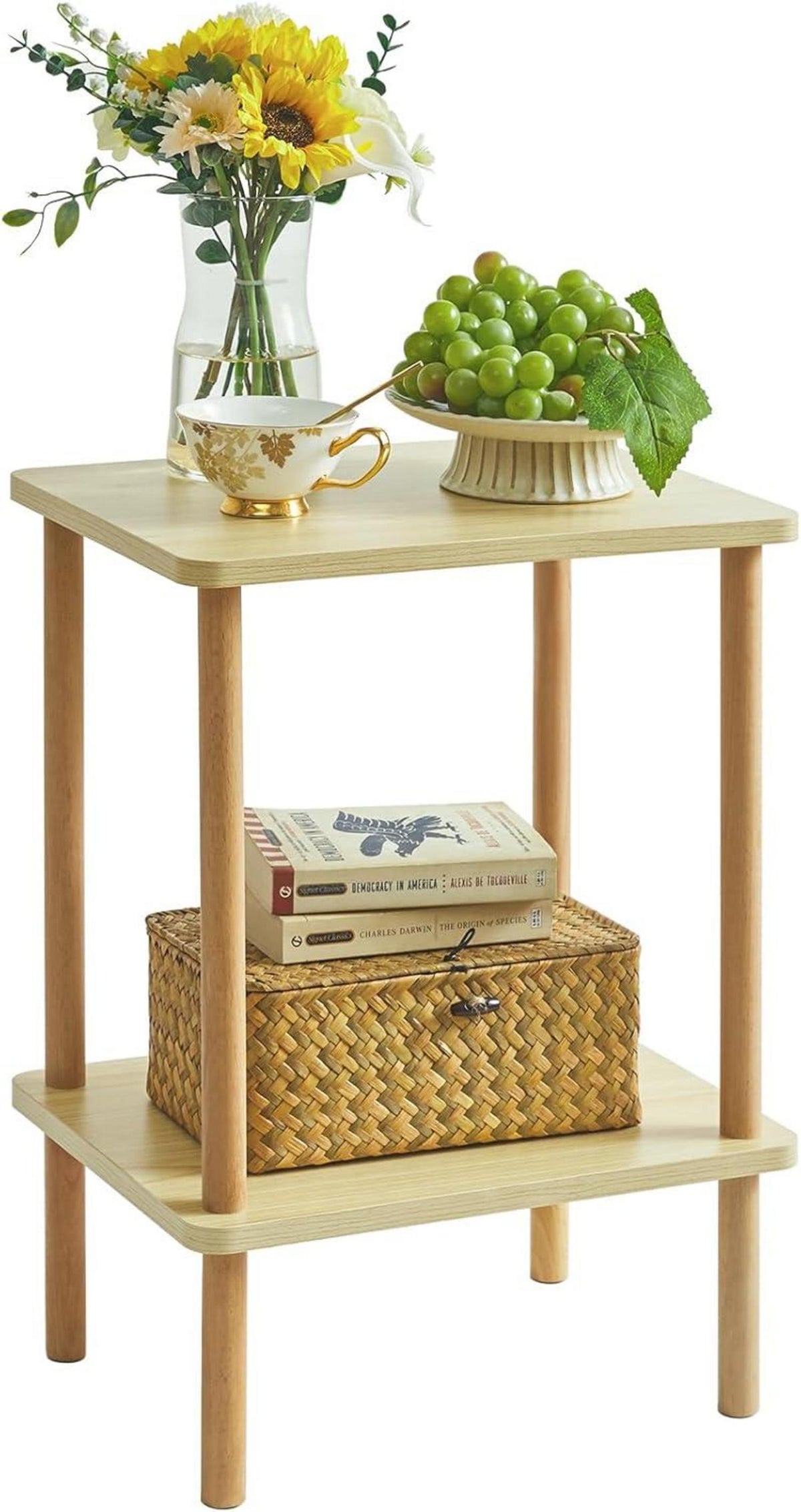 Beistelltisch mit 2 Ebenen in Naturholzoptik 39x29x53cm