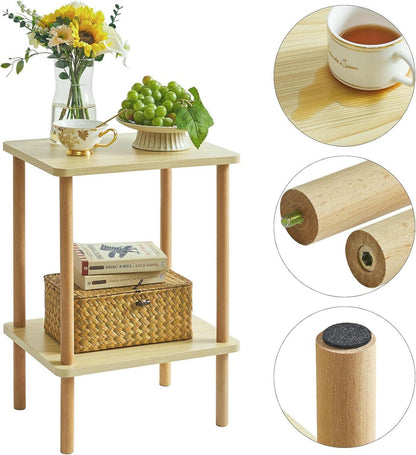 Moderner IBUYKE Holz Beistelltisch 39x29x53cm Nachtische mit 2 Ebenen