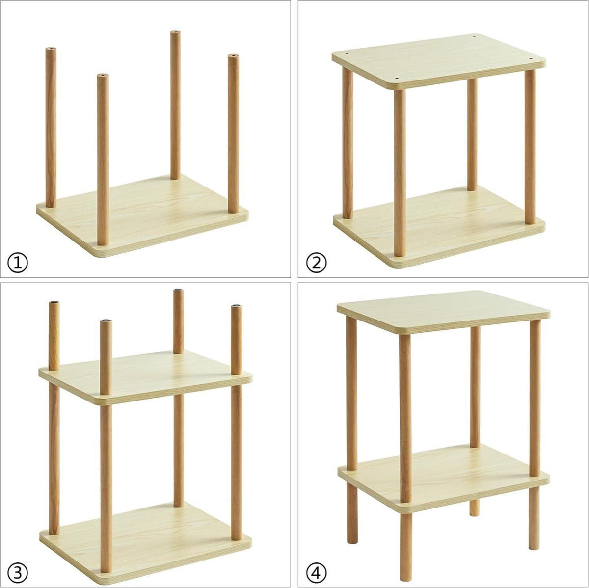 Holz Beistelltisch Nachttische 2 Ebenen 39x29x53cm Couchtisch Sofatisch Modernes Design