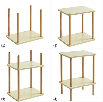 Holz Beistelltisch Nachttische 2 Ebenen 39x29x53cm Couchtisch Sofatisch Modernes Design