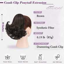 BARSDAR Kurze Braun 25cm Ponytail Extension - Welliger