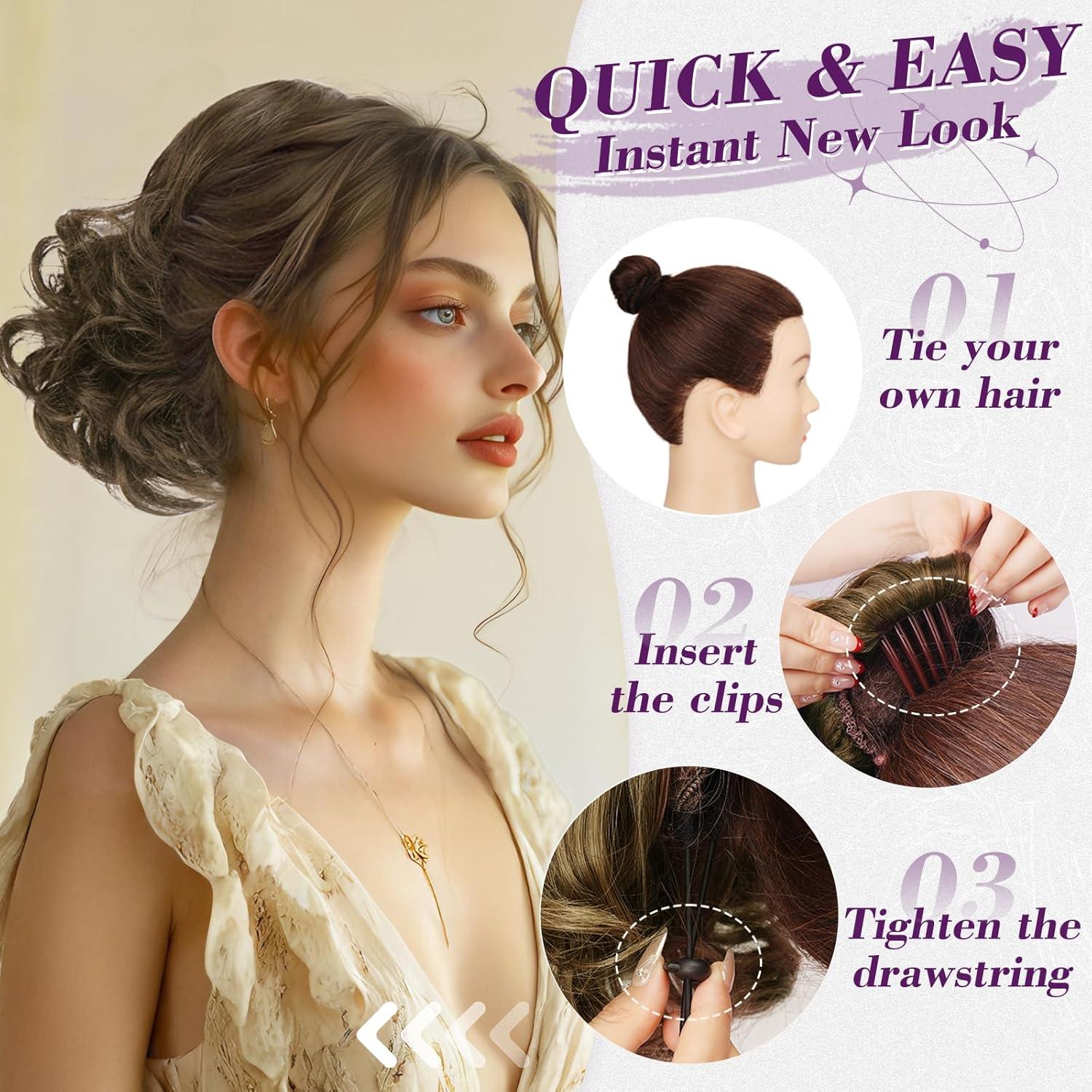 Braunes Ponytail Extension 25cm Welliger Zopf Pferdeschwanz Haarteil Clip-in