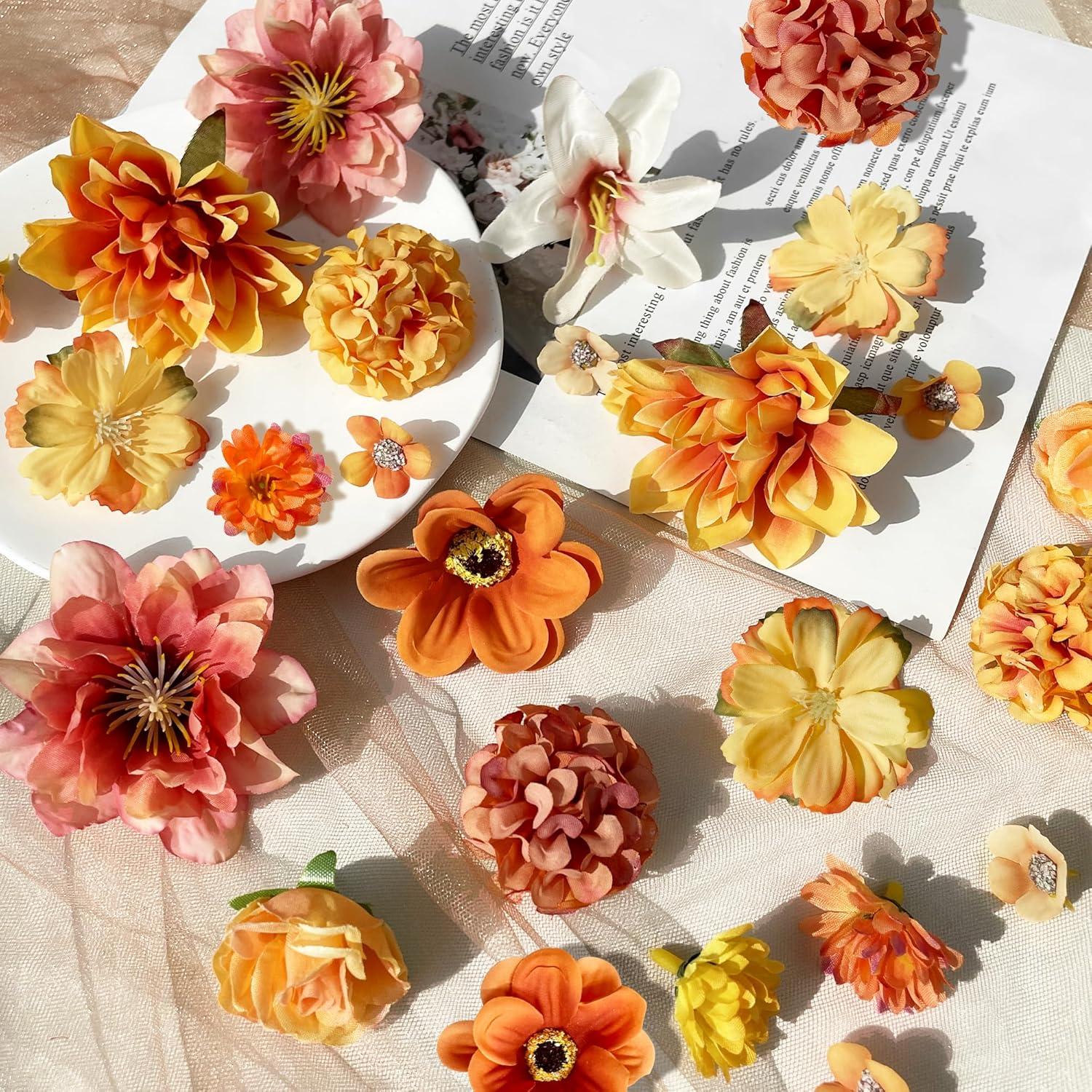 Kunstblumen Basteln Deko Blumen Herbst Orange Mini 40 Stk; 2~8cm