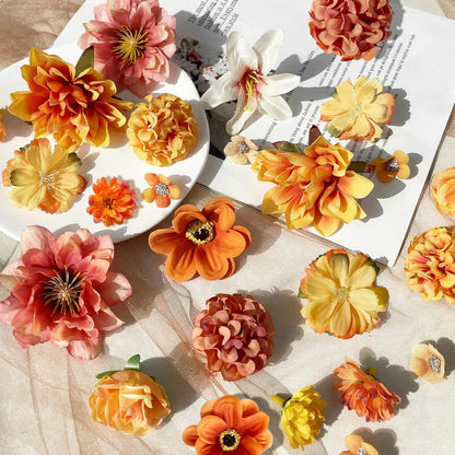 Kunstblumen Basteln Deko Blumen Herbst Orange Mini 40 Stk; 2~8cm