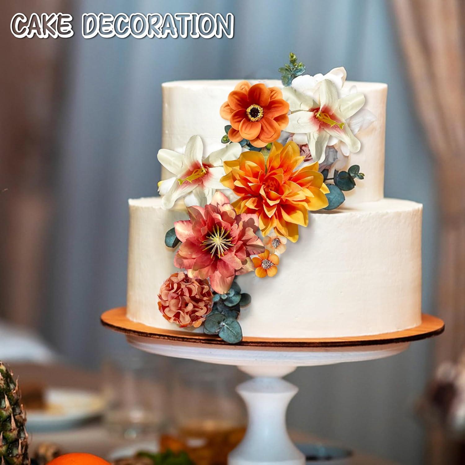 40 Stück Mini Kunstblumen Deko Blumen Rosen Hortensien Orange 2~8cm