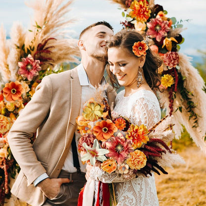 40 Stück Mini Kunstblumen Deko Blumen Rosen Hortensien Orange 2~8cm