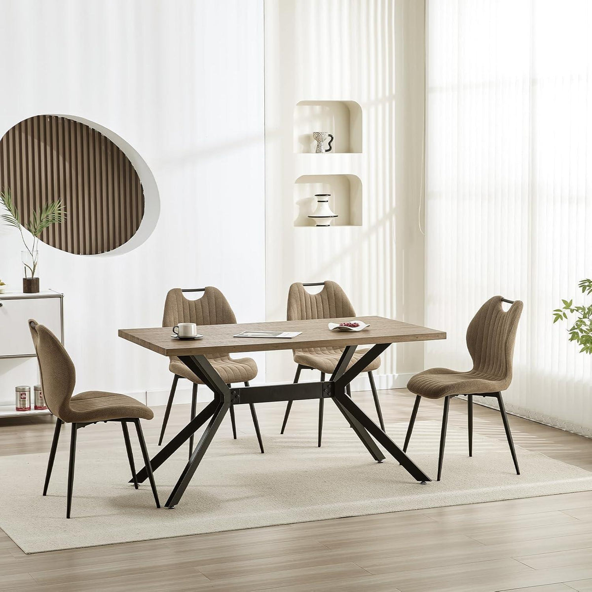Esszimmerstühle 4er Set – Polsterstühle im skandinavischen Stil, Khaki