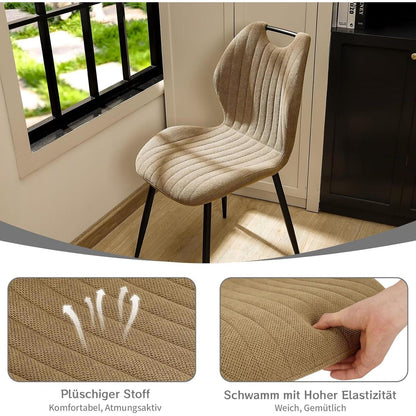 Esszimmerstühle 4er Set – Polsterstühle im skandinavischen Stil, Khaki