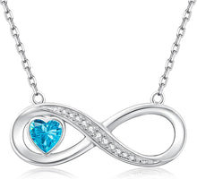 Infinity Herz Halskette 925 Sterling Silber Zirkonia Geburtsstein