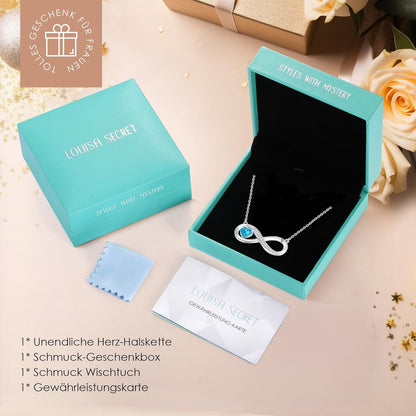 Kette Damen Infinity Herz Halskette 925 Silber Zirkonia Geburtsstein