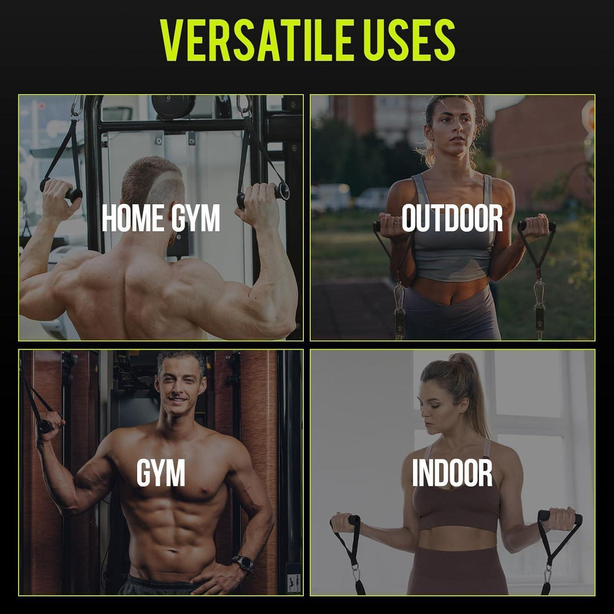 Fitness Griff Set für Kabelzug & Widerstandsbänder | 2 Stück | Noir Rouge