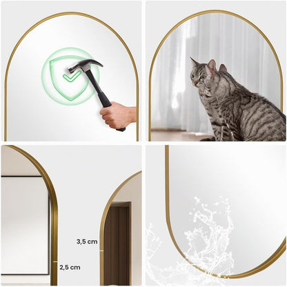 Ovaler Wandspiegel 60x90 cm – Goldener Badezimmer Spiegel Modern
