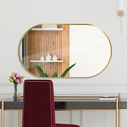 Ovaler Wandspiegel 60x90 cm – Goldener Badezimmer Spiegel Modern