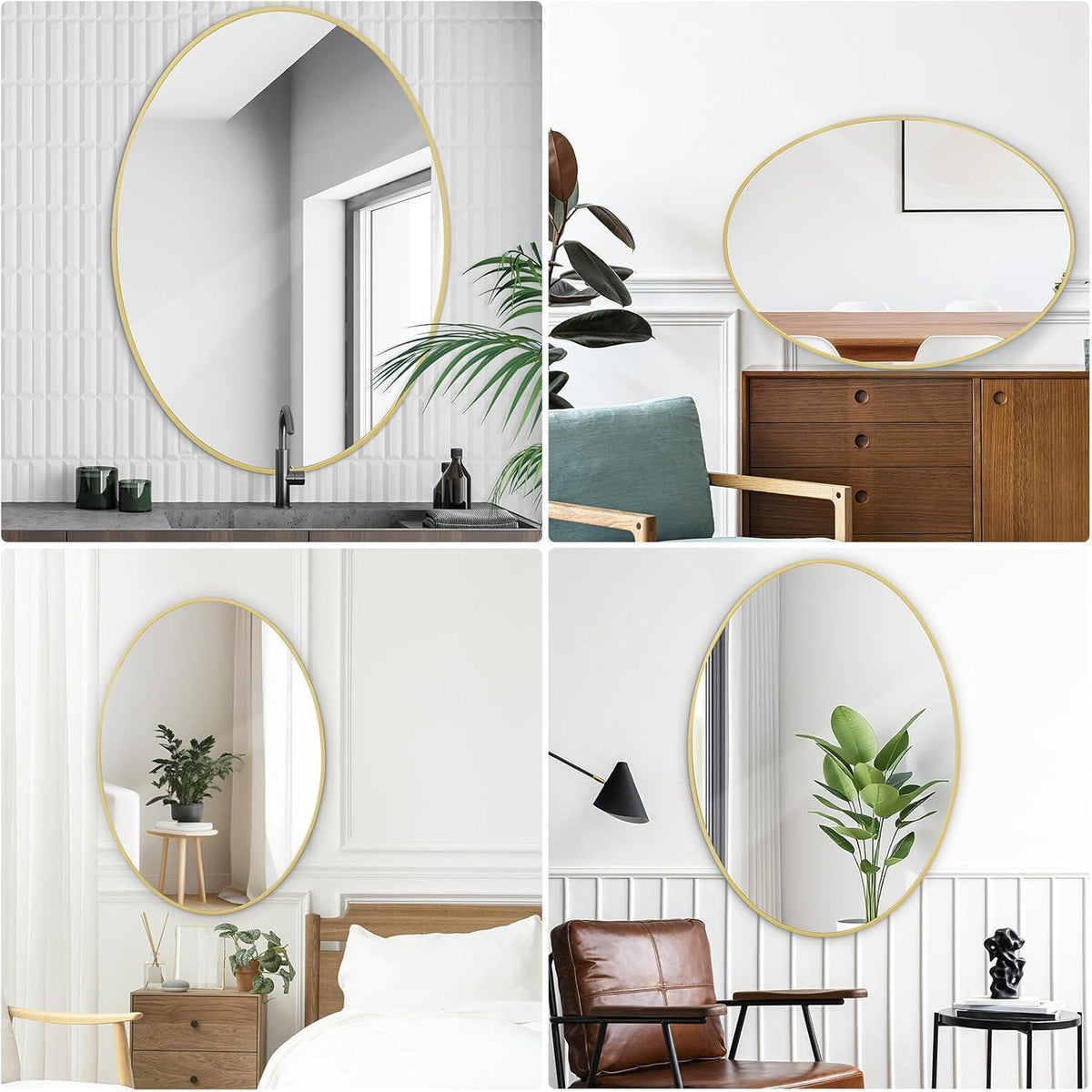 Oval Wandspiegel 61x91 cm Gold – Moderner Badezimmer Spiegel