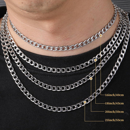 Kreuz Kette Halskette 2-teilig Edelstahl Silber/Gold/Schwarz