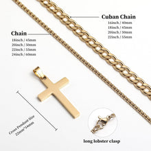 Herren Halskette Kreuz Anhänger Edelstahl Silber/Gold
