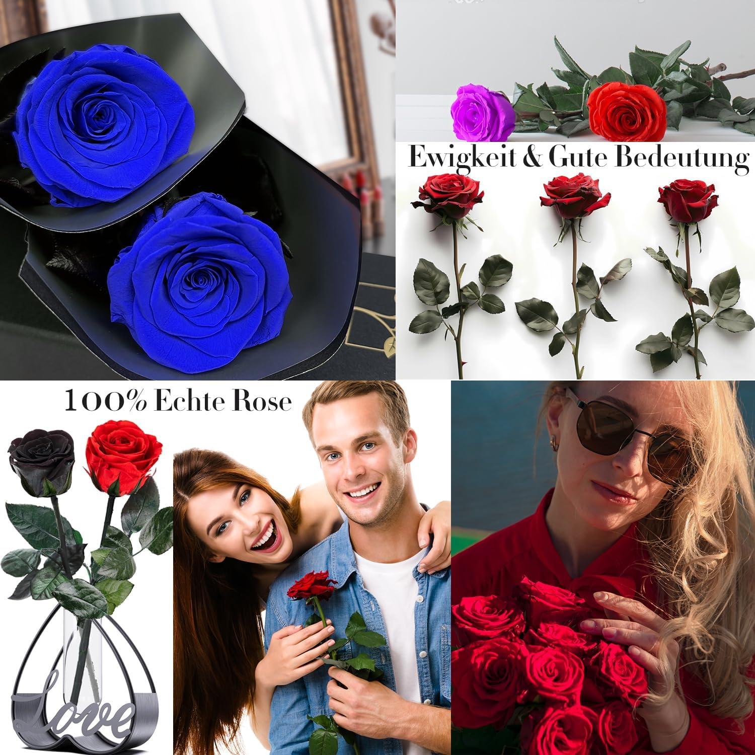 Infinity Rose Geschenkbox Ewige Rose Blau 28-29cm beste Deko für