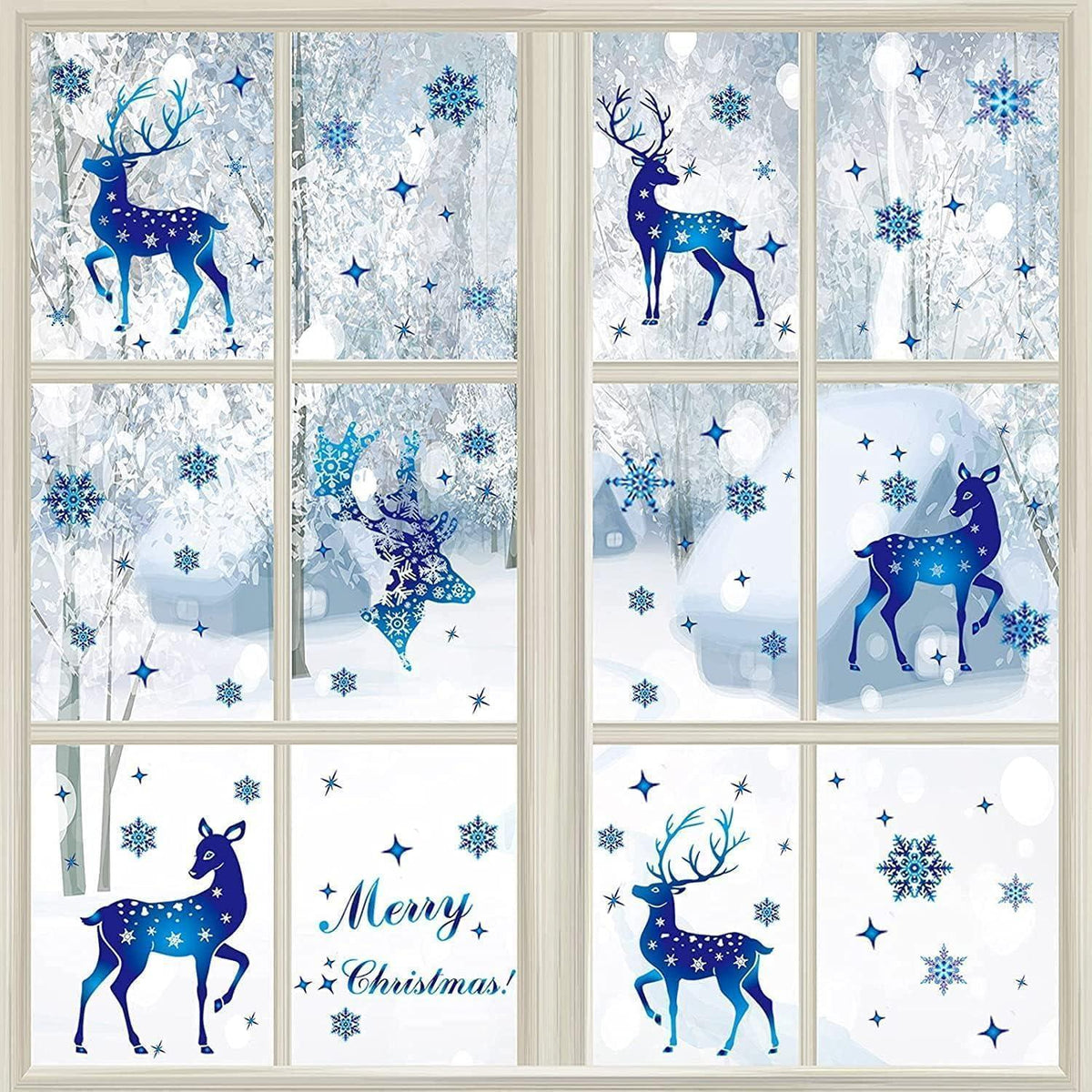 Fensterbilder Weihnachten Blauhirsch Selbstklebend PVC 6er Set