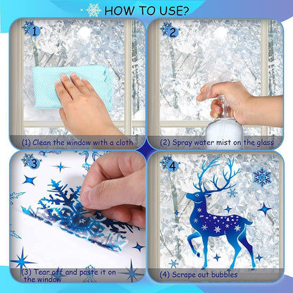 Fensterbilder Weihnachten Blauhirsch Selbstklebend PVC 6er Set