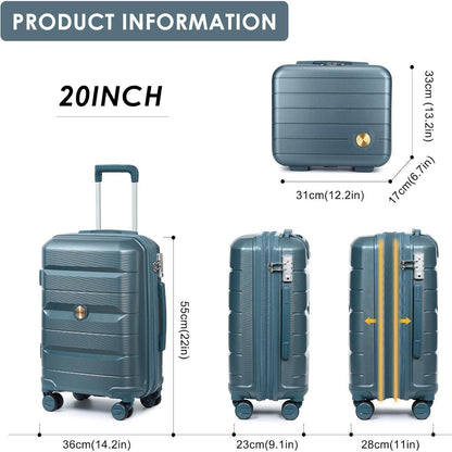 Kabinenkoffer Trolley Blau 55cm Erweiterbar mit TSA-Schloss