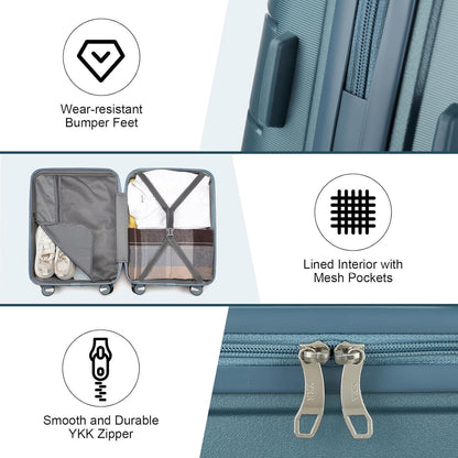 Kabinenkoffer Trolley Blau 55cm Erweiterbar mit TSA-Schloss