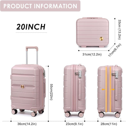 Rosa Handgepäckkoffer Trolley Erweiterbar mit TSA-Schloss 55cm