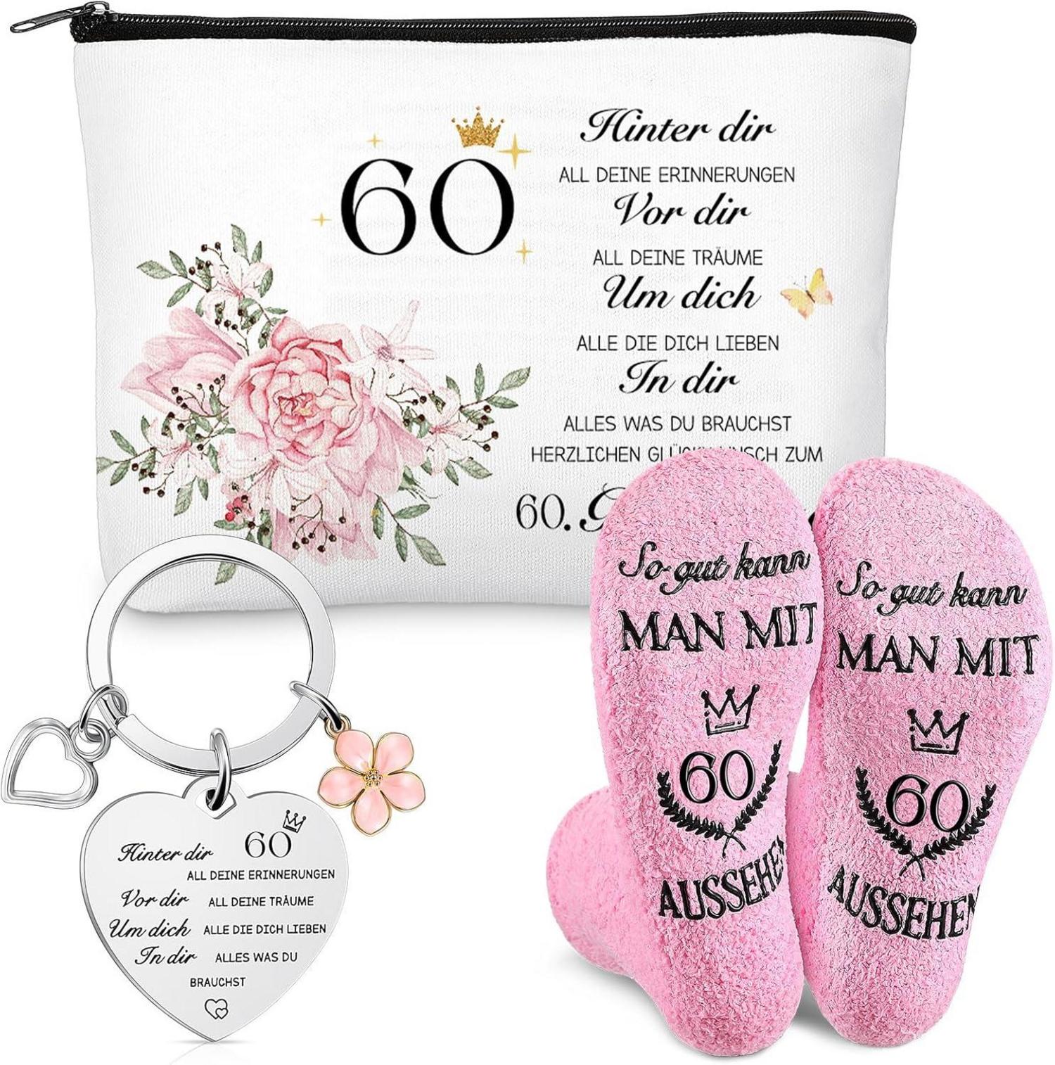 Geburtstagsgeschenk Set für Frauen 60 Jahre Kosmetiktasche Socken