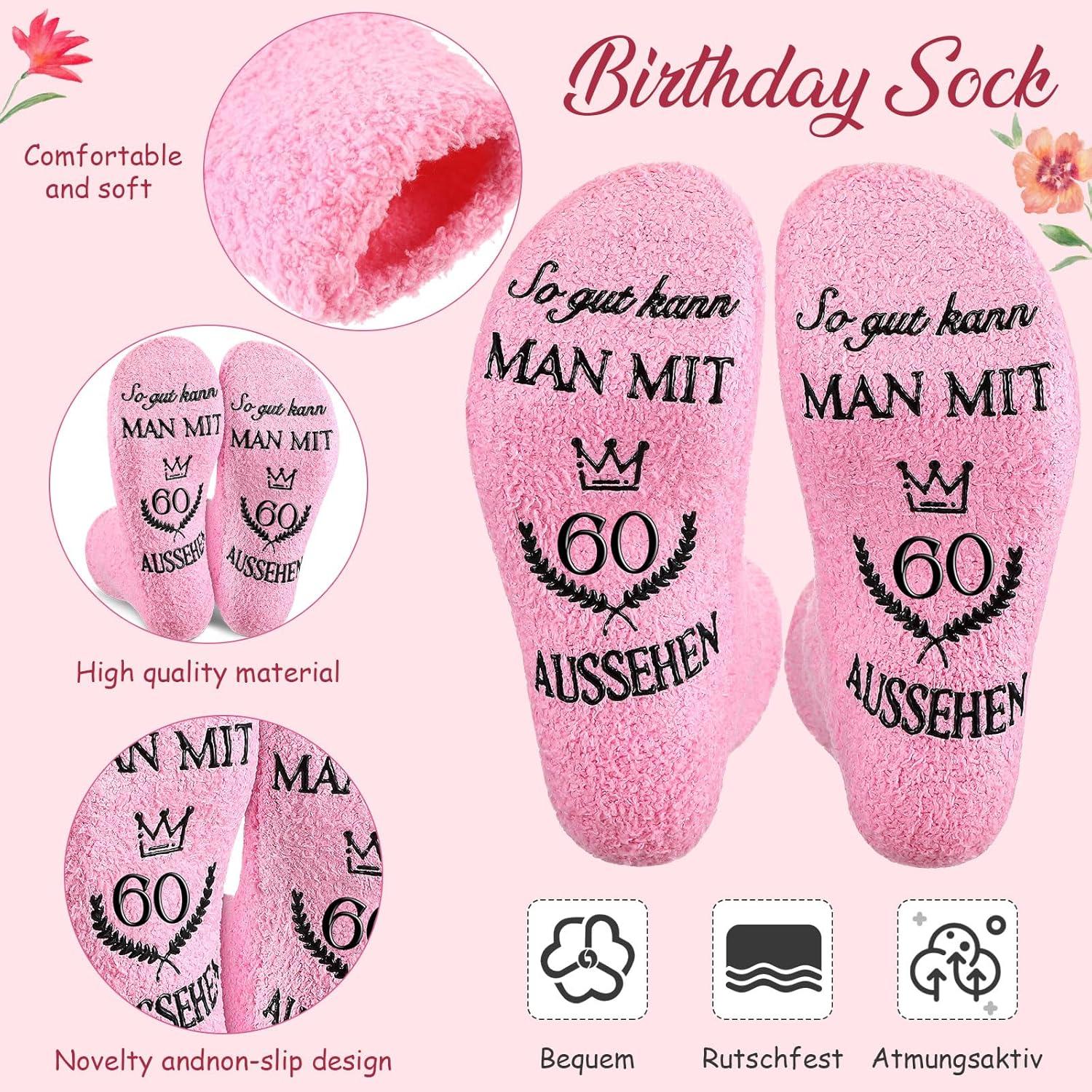 60. Geburtstag Geschenk Set Damen Kosmetiktasche Socken Schlüsselanhänger