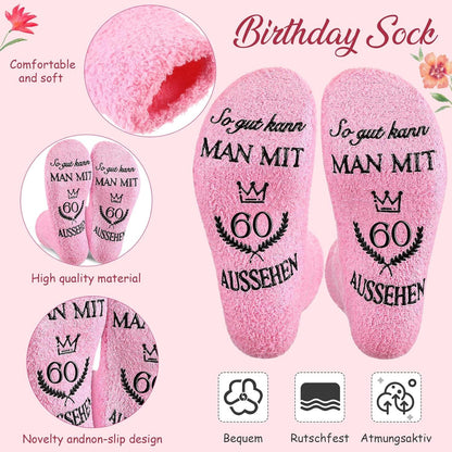 60. Geburtstag Geschenk Set Damen Kosmetiktasche Socken Schlüsselanhänger
