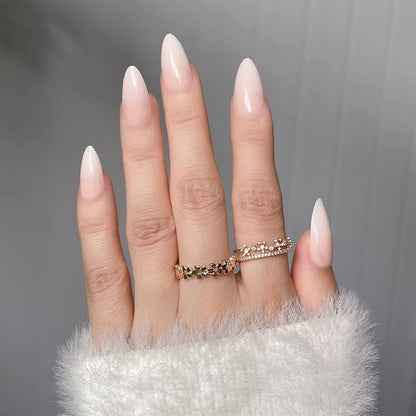 24er Set Nude Gradient Kunstnägel - Kurz & Oval - Aufklebbare Fake
