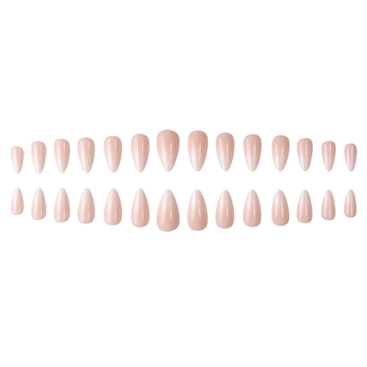 24er Set Nude Gradient Kunstnägel - Kurz & Oval - Aufklebbare Fake