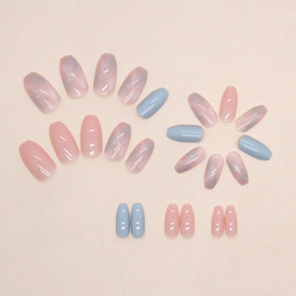 24er Set Pink und Blaue Press on Nägel