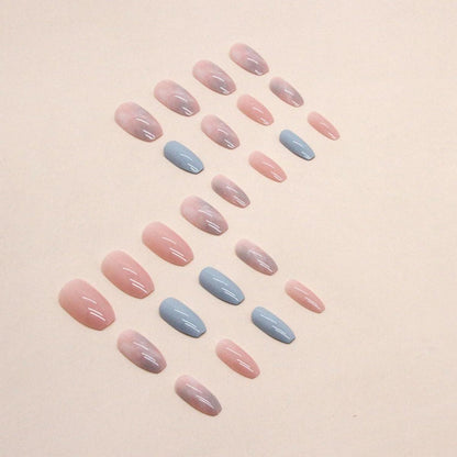 24 Stück Pink und Blau Nägel Zum Aufkleben Mittel, Sarg Press on Nails