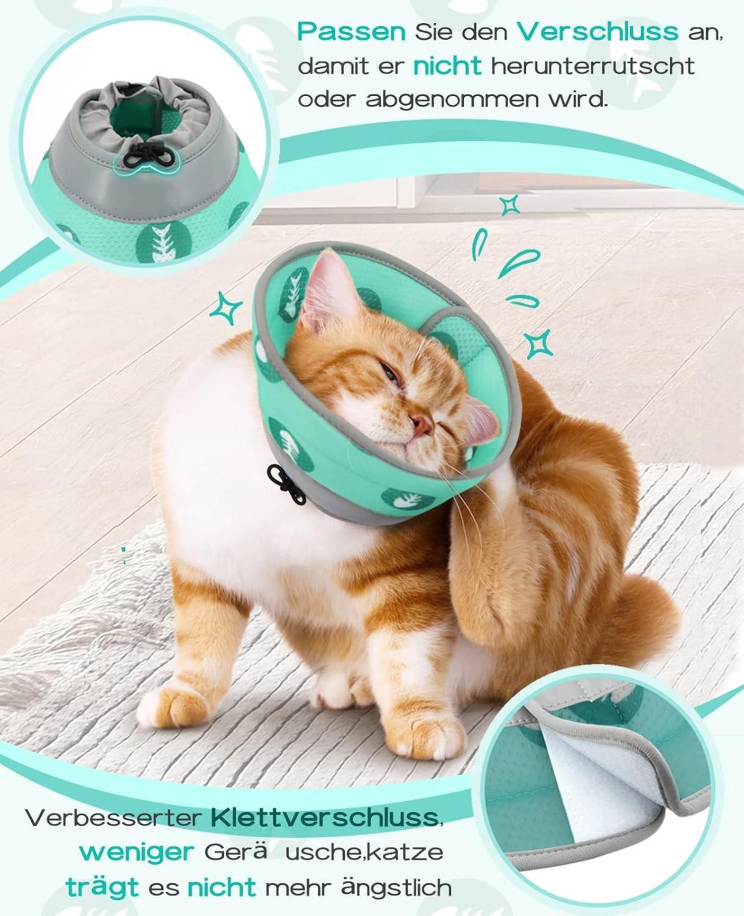 Supet Katzen Halskrause Einstellbar Weich Kragen Cone Grün L 22.9-30.5cm