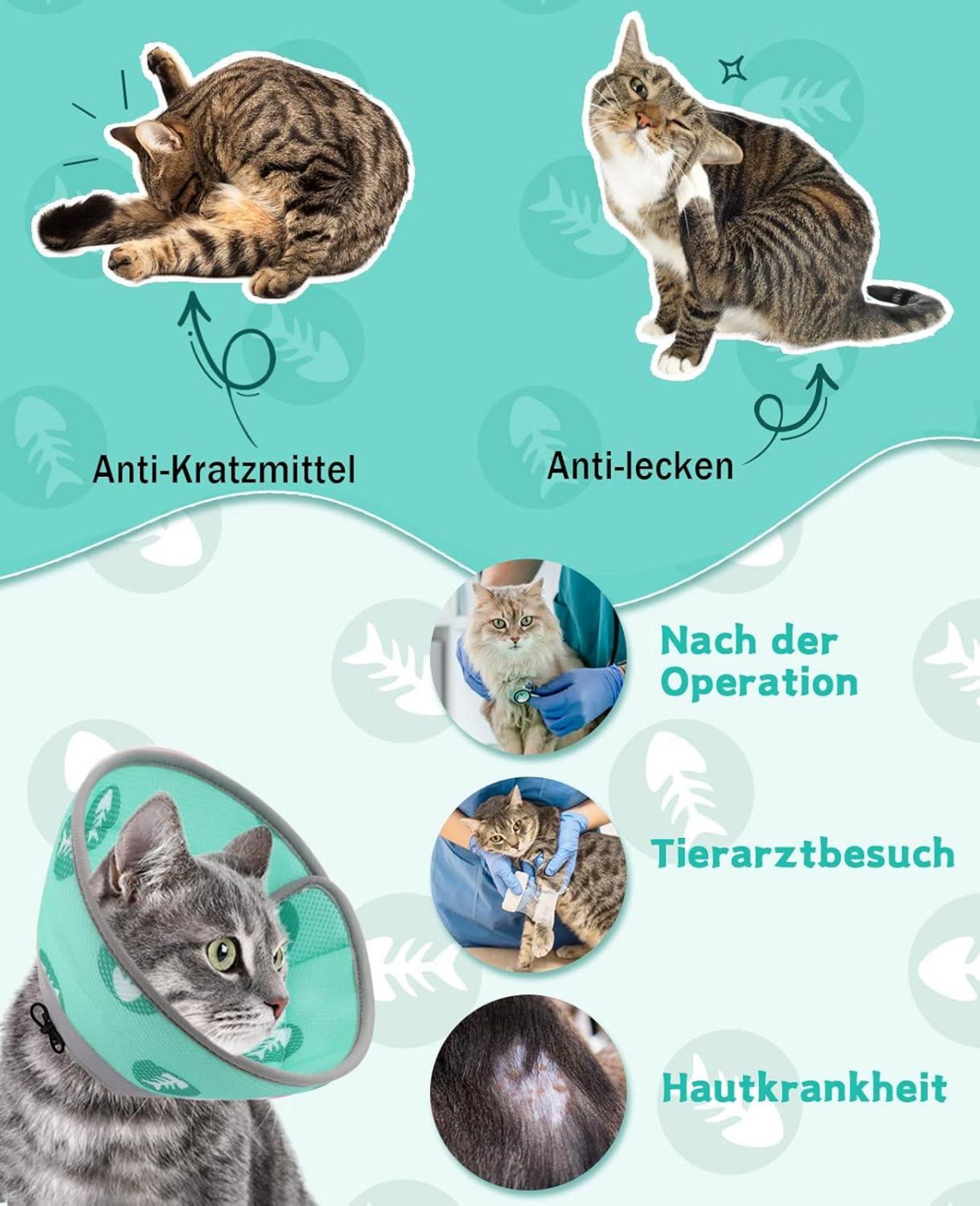 Supet Katzen Halskrause Einstellbar Weich Kragen Cone Grün L 22.9-30.5cm