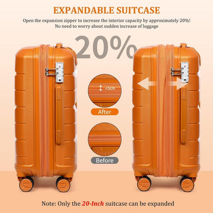 Hartschalenkoffer Set 4tlg. – Orange Reisekoffer mit TSA-Schloss