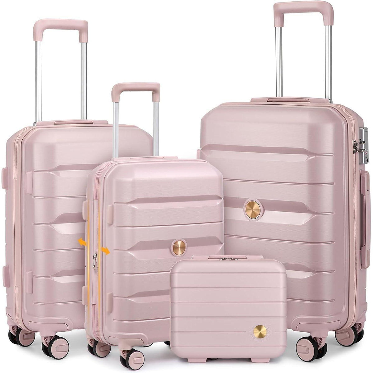 Hartschalenkoffer Set 4-teilig Rosa mit TSA Schloss & Doppelrollen