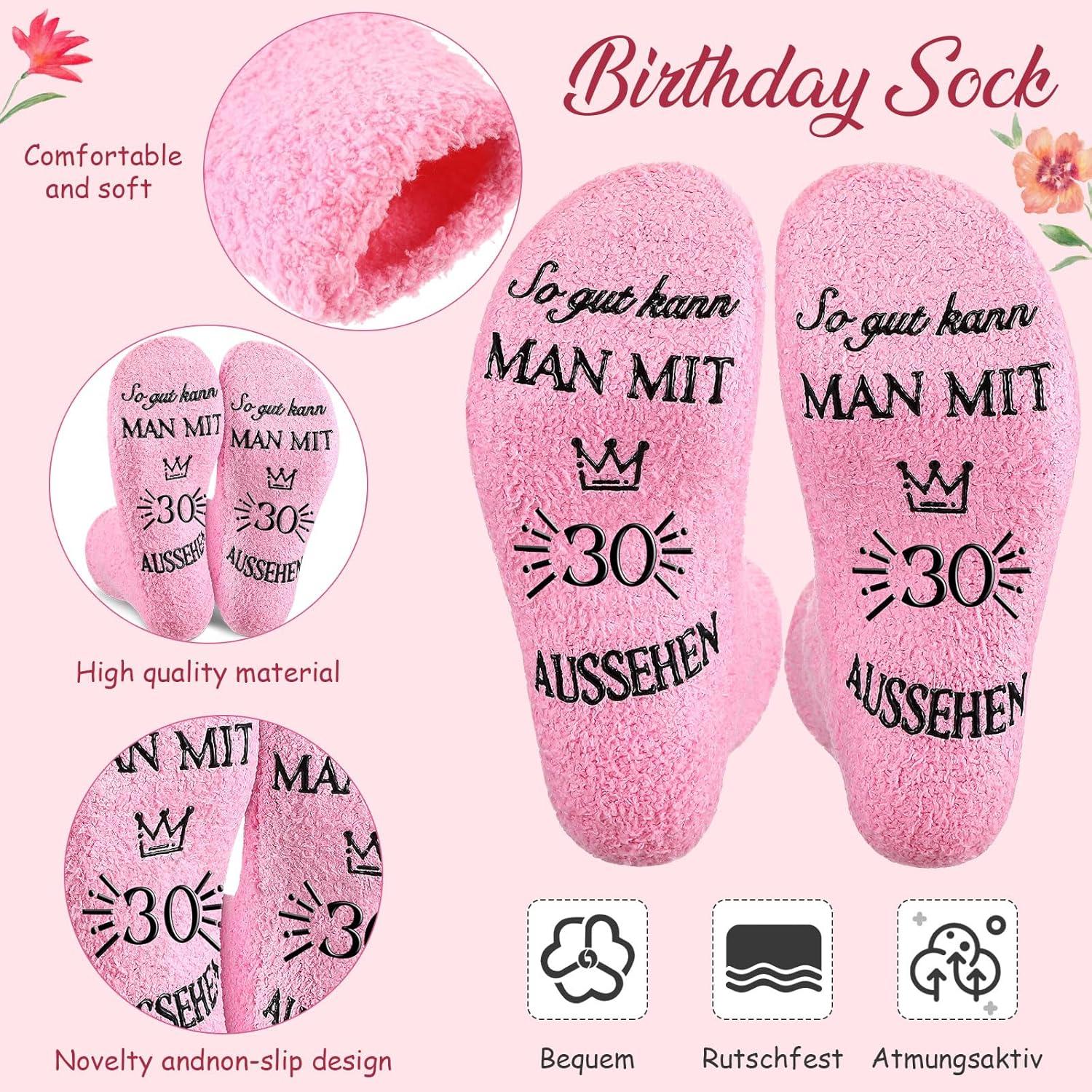 Geschenkset Frauen 30. Geburtstag Kosmetiktasche Socken Schlüsselanhänger