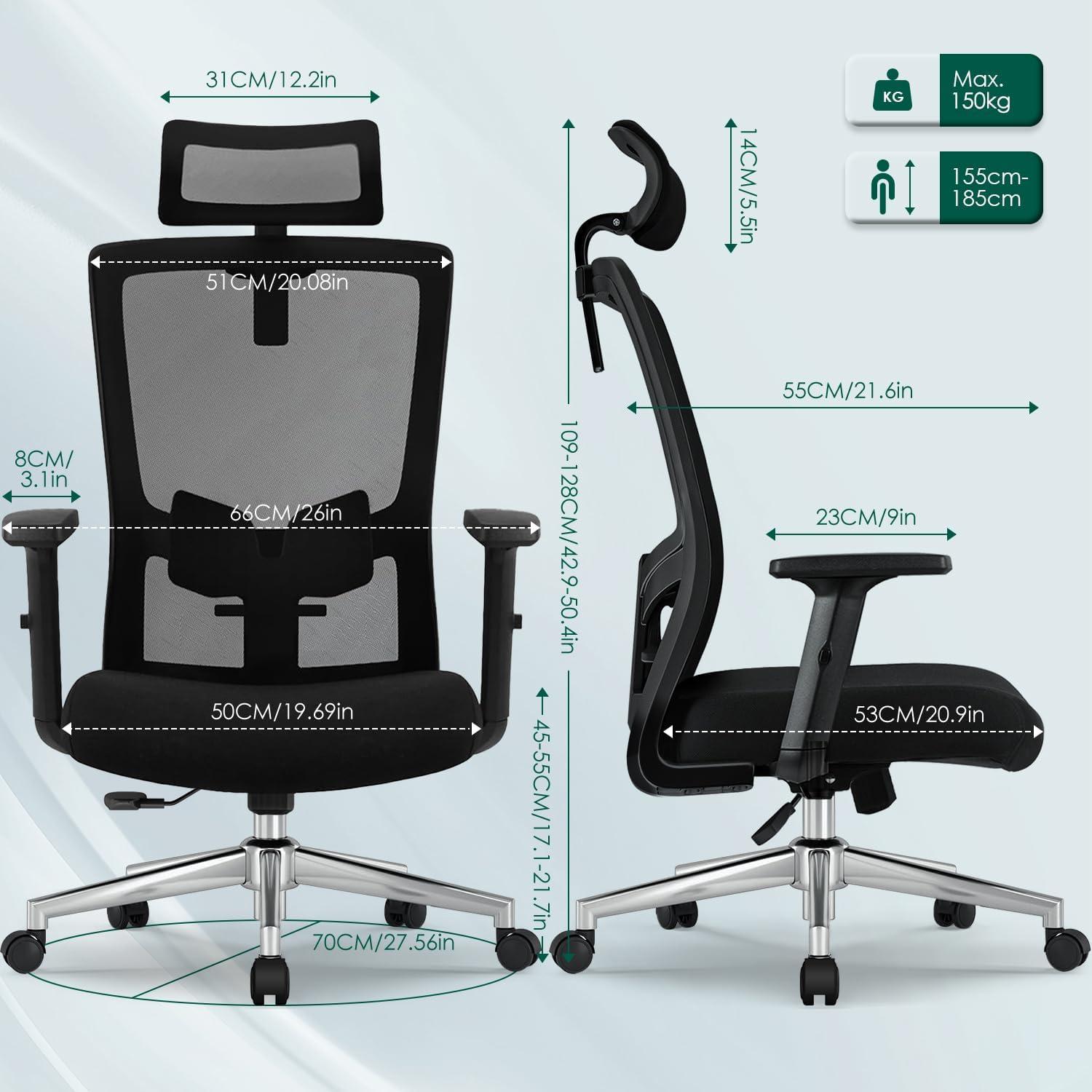 Ergonomischer Bürostuhl mit Lendenwirbelstütze und