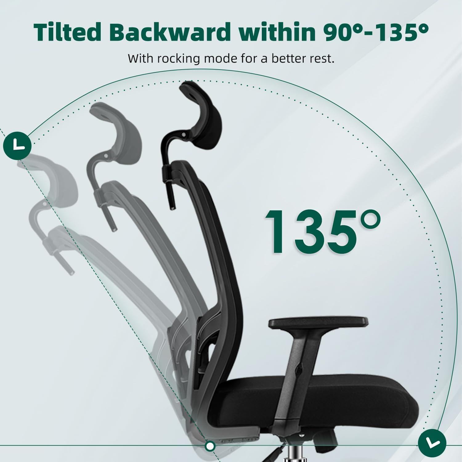 Ergonomischer Bürostuhl mit Verstellbarer Lendenwirbelstütze & Armlehnen