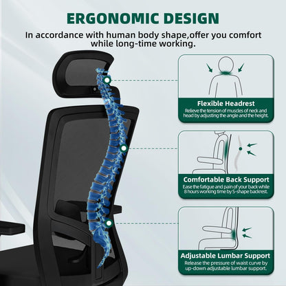 Ergonomischer Bürostuhl mit verstellbarer Lendenstütze und