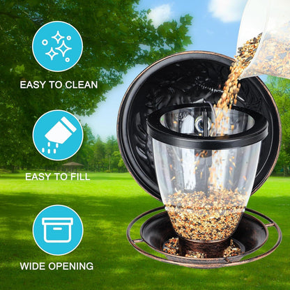 Syunyin Vogelfutterhaus zum Aufhängen Wetterfest Bird Feeder 1.2L Bronze