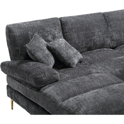 Modernes U-förmiges Chenille Sofa mit Liegefunktion (Grau)