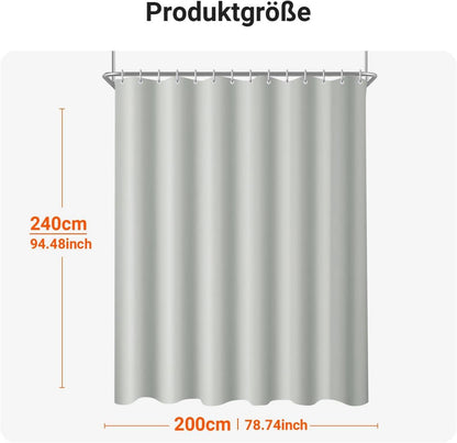 Duschvorhang 200x240cm Grau Wasserabweisend Antischimmel