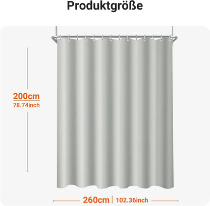 Duschvorhang 260x200cm Grau Textil