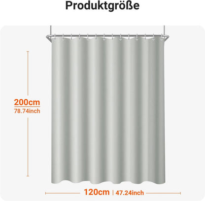 Duschvorhang 120x200cm Grau, Antischimmel