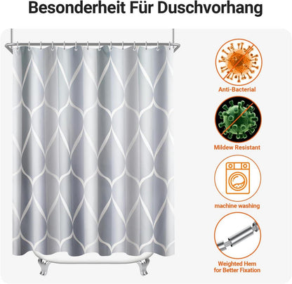 Duschvorhang Water Droplets 280x200cm Antischimmel Polyester Stoff 1er Pack