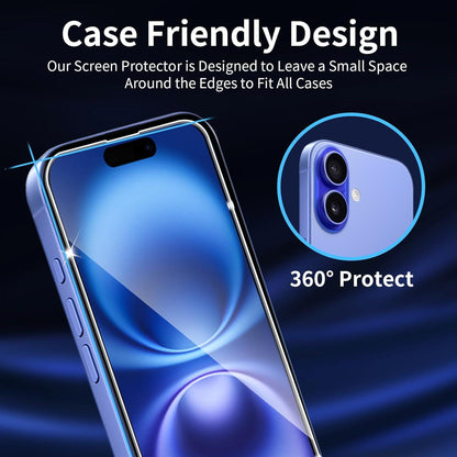 Schutzfolie für iPhone 16 Plus Panzerglas 3er Set Kameraschutz 9H HD