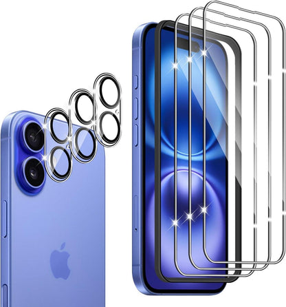Schutzfolie iPhone 16 Panzerglas 3 Stück Schutz Glas Kameraschutz 9H